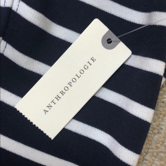 Anthropologie Navy Striped Off the Shoulder Top - Picture 2 of 4